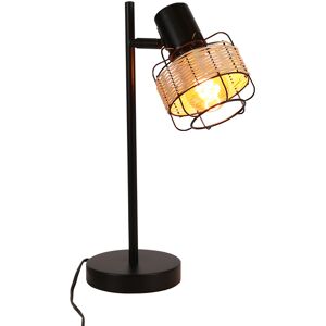 NETTLIFE Pöytävalaisin, vintage, yövalaisin, retro, olohuone, musta, rottinki, metalli, E27 NETTLIFE Pöytävalaisin, vintage, yövalaisin, retro, olohuone, musta, rottinki, metalli, E27