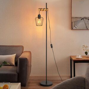 ZMH vintage puinen lattiavalaisin, musta olohuonevalaisin, teollisen muotoilun metallinen lattiavalaisin E27-kannalla, 146 cm (polttimo ei sisälly) ZMH vintage puinen lattiavalaisin, musta olohuonevalaisin, teollisen muotoilun metallinen lattiavalaisin E27-kannalla, 146 cm (polttimo ei sisälly)