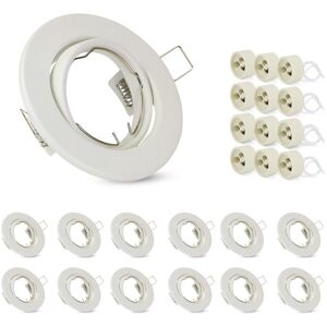 NETTLIFE - setti 12 GU10- kohdevaloa, valkoinen, upotettu runko, 230 V, 50 mm, metallipistorasiat, 30°, säädettävä LED - halogeenille NETTLIFE - setti 12 GU10- kohdevaloa, valkoinen, upotettu runko, 230 V, 50 mm, metallipistorasiat, 30°, säädettävä LED - halogeenille