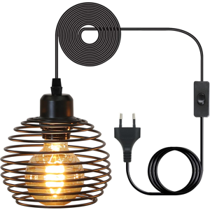 NETTLIFE riippuvalaisin E27 musta, halkaisija 15 cm, vintage - jousikuvio, metalli, pistoke ja kytkin, retro, olohuone, keittiö, max. 40 W NETTLIFE riippuvalaisin E27 musta, halkaisija 15 cm, vintage - jousikuvio, metalli, pistoke ja kytkin, retro, olohuone, keittiö, max. 40 W