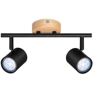 NETTLIFE LED - kattovalaisin 2 liekkiä - musta kattovalaisin GU10 kääntyvä kohdevalo puinen ilman lamppua NETTLIFE LED - kattovalaisin 2 liekkiä - musta kattovalaisin GU10 kääntyvä kohdevalo puinen ilman lamppua