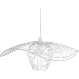 Beliani ripustettava lamppu Valkoinen Metalli Rattan Beliani ripustettava lamppu Valkoinen Metalli Rattan