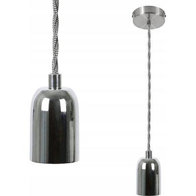 NETTLIFE hopeinen, metallinen, riippuvalaisin, halkaisija, 10cm,, E27Vintage - pistorasia, 13 m, Edison - teollisuuskaapeli NETTLIFE hopeinen, metallinen, riippuvalaisin, halkaisija, 10cm,, E27Vintage - pistorasia, 13 m, Edison - teollisuuskaapeli
