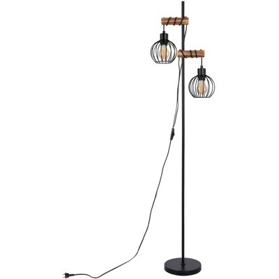 NETTLIFE Musta lattiavalaisin olohuoneen lattiavalaisin puu - vintage-lattiavalaisin 2 metallilamppua kytkimellä E27-kanta 152 cm (ilman lamppua) NETTLIFE Musta lattiavalaisin olohuoneen lattiavalaisin puu - vintage-lattiavalaisin 2 metallilamppua kytkimellä E27-kanta 152 cm (ilman lamppua)