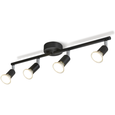 NETTLIFE 4 spotti LED -kattovalaisin musta GU10, kääntyvä 330° moderni teollisuusvalaisin NETTLIFE 4 spotti LED -kattovalaisin musta GU10, kääntyvä 330° moderni teollisuusvalaisin