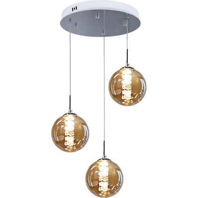 NETTLIFE Meripihkanvärinen lasinen riippuvalaisin, halkaisija 28 cm, G9, korkeussäädettävä kattokruunu, 3 meripihkanväristä lamppua NETTLIFE Meripihkanvärinen lasinen riippuvalaisin, halkaisija 28 cm, G9, korkeussäädettävä kattokruunu, 3 meripihkanväristä lamppua