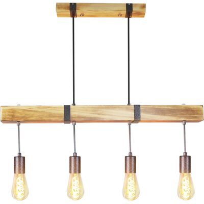 NETTLIFE - riippuvalaisin, 4 lamppua, E27, halkaisija, 80cm, retrotyylinen, puupalkki, ruokailuhuone Keittiö, max. 25W NETTLIFE - riippuvalaisin, 4 lamppua, E27, halkaisija, 80cm, retrotyylinen, puupalkki, ruokailuhuone Keittiö, max. 25W
