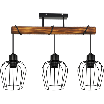 NETTLIFEKattovalaisin,, 3 spottia, metallia ja, mustaa, puuta,, E27- kantainen Vintage - olohuonevalaisin, liekitettyä, puuta NETTLIFEKattovalaisin,, 3 spottia, metallia ja, mustaa, puuta,, E27- kantainen Vintage - olohuonevalaisin, liekitettyä, puuta