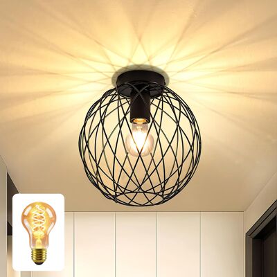 ZMH Vintage musta E27 kattovalaisin eteiseen, retrometallidesign ZMH Vintage musta E27 kattovalaisin eteiseen, retrometallidesign