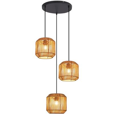 NETTLIFE riippuvalaisin rottinki, 3-lamppuinen, korkeussäädettävä Boho E27 -riippuvalaisin NETTLIFE riippuvalaisin rottinki, 3-lamppuinen, korkeussäädettävä Boho E27 -riippuvalaisin