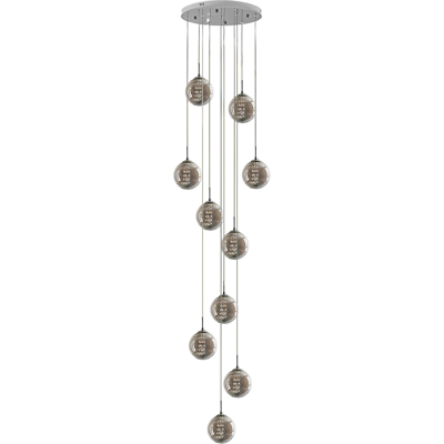 NETTLIFE harmaa lasinen riippuvalaisin, halkaisija 41 cm, G9- kattokruunu, 10 värillistä lamppua, olohuoneen lamppu, makuuhuoneen lamppu NETTLIFE harmaa lasinen riippuvalaisin, halkaisija 41 cm, G9- kattokruunu, 10 värillistä lamppua, olohuoneen lamppu, makuuhuoneen lamppu