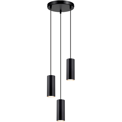 NETTLIFE Musta metallinen riippuvalaisin, halkaisija 20 cm, GU10, 3 liekkiä, ruokapöytä, olohuone, ruokailutila NETTLIFE Musta metallinen riippuvalaisin, halkaisija 20 cm, GU10, 3 liekkiä, ruokapöytä, olohuone, ruokailutila