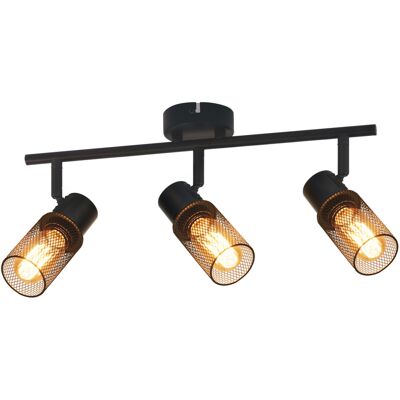 NETTLIFE Kattovalaisin, 3 pistettä, musta, vintage - tyylinen, E27, kääntyvä, 330°, metallinen varjostin max. 25 W, ilman polttimoa. NETTLIFE Kattovalaisin, 3 pistettä, musta, vintage - tyylinen, E27, kääntyvä, 330°, metallinen varjostin max. 25 W, ilman polttimoa.