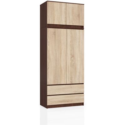 Akord Yläsäilytyskaappi 2-ovinen 2-laatikollinen Wenge/Sonoma-tammi 90x51x234 Akord Yläsäilytyskaappi 2-ovinen 2-laatikollinen Wenge/Sonoma-tammi 90x51x234