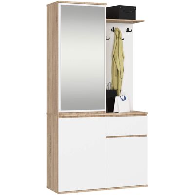Akord Eteiskalustesarja Entro Sonoma-tammi/Valkoinen 95x35x183 Akord Eteiskalustesarja Entro Sonoma-tammi/Valkoinen 95x35x183