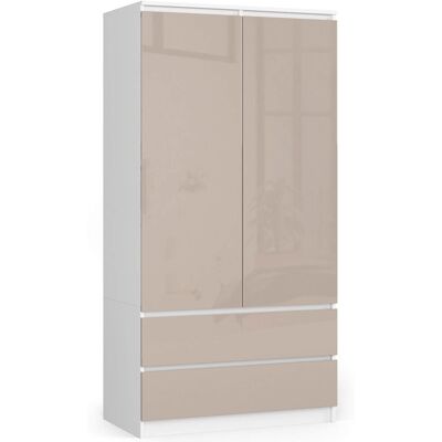 Akord Vaatekaappi Valkoinen/Cappuccino Kiiltävä 90x51x180 Akord Vaatekaappi Valkoinen/Cappuccino Kiiltävä 90x51x180
