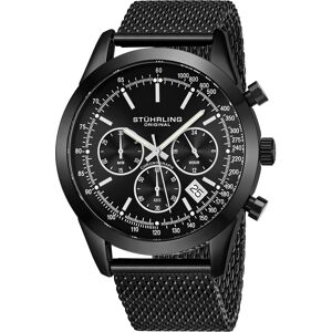 STÜHRLING Rialto Kronografi - Kvartsiaika, 44mm, Mesh-ranneke, Jet musta, Mies STÜHRLING Rialto Kronografi - Kvartsiaika, 44mm, Mesh-ranneke, Jet musta, Mies