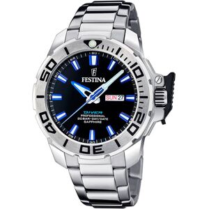 Festina Miesten kello F20665-3 The Original Diver Musta/Teräs Ø46.3 Festina Miesten kello F20665-3 The Original Diver Musta/Teräs Ø46.3