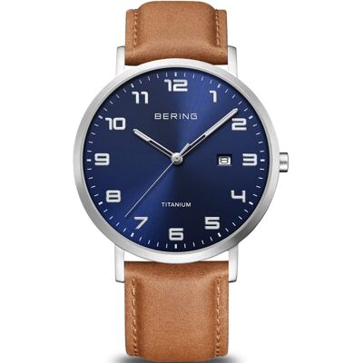 Bering Miesten kello 18640-567 Titanium Sininen/Nahka Ø40 mm Bering Miesten kello 18640-567 Titanium Sininen/Nahka Ø40 mm