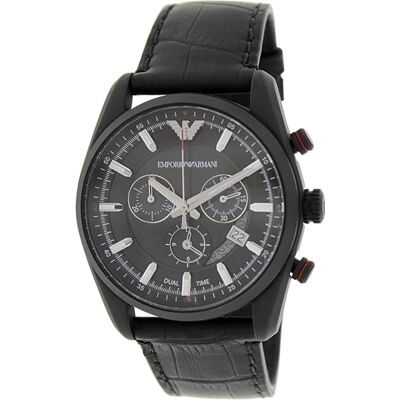 Emporio Armani Miesten kello AR6035 Sportivo Musta/Nahka Ø42 mm Emporio Armani Miesten kello AR6035 Sportivo Musta/Nahka Ø42 mm