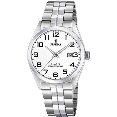 Festina Miesten kello F20437-1 Classic Valkoinen/Teräs Ø40 mm Festina Miesten kello F20437-1 Classic Valkoinen/Teräs Ø40 mm