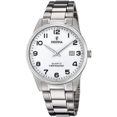 Festina Miesten kello F20511-1 Classic Valkoinen/Teräs Ø39.5 mm Festina Miesten kello F20511-1 Classic Valkoinen/Teräs Ø39.5 mm