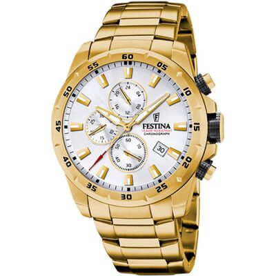 Festina Miesten kello F20541-1 Chrono Bike Hopea/Kullansävytetty Festina Miesten kello F20541-1 Chrono Bike Hopea/Kullansävytetty