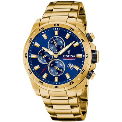 Festina Miesten kello F20541-2 Chrono Sport Sininen/Kullansävytetty Festina Miesten kello F20541-2 Chrono Sport Sininen/Kullansävytetty