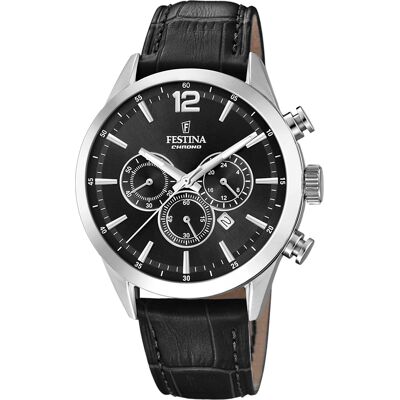 Festina Miesten kello F20542-5 Timeless Musta/Nahka Ø44 mm Festina Miesten kello F20542-5 Timeless Musta/Nahka Ø44 mm