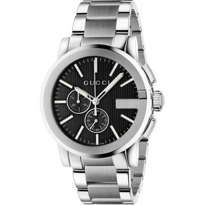 Gucci Miesten kello YA101204 G Chrono Musta/Teräs Ø44 mm Gucci Miesten kello YA101204 G Chrono Musta/Teräs Ø44 mm