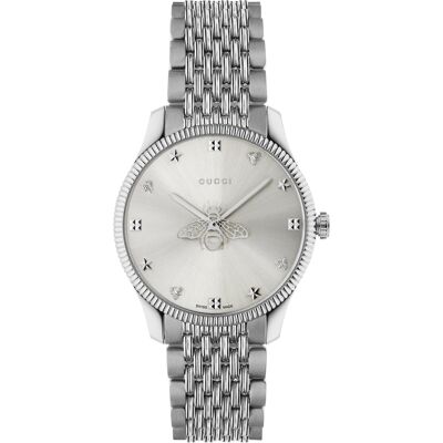 Gucci Naisten kello YA1264153 G-Timeless Hopea/Teräs Ø36 mm Gucci Naisten kello YA1264153 G-Timeless Hopea/Teräs Ø36 mm