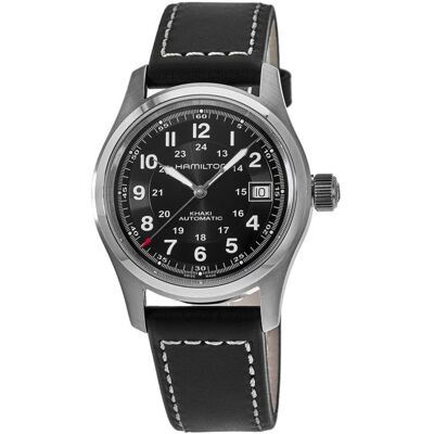 Hamilton Miesten kello H70455733 Khaki Field Musta/Nahka Ø38 mm Hamilton Miesten kello H70455733 Khaki Field Musta/Nahka Ø38 mm