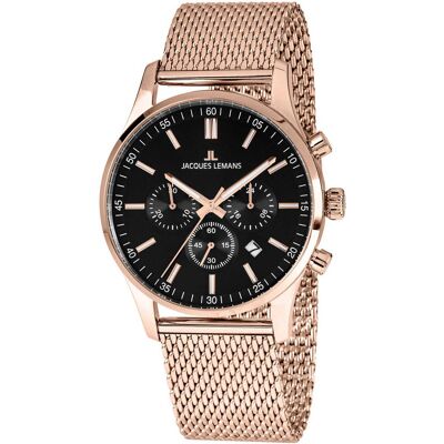 Jacques Lemans Miesten kello 1-2025I Musta/Punakultasävyinen Ø42 mm Jacques Lemans Miesten kello 1-2025I Musta/Punakultasävyinen Ø42 mm