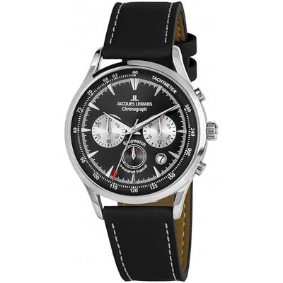 Jacques Lemans Miesten kello 1-2068A Retro Classic Musta/Nahka Ø41 mm Jacques Lemans Miesten kello 1-2068A Retro Classic Musta/Nahka Ø41 mm