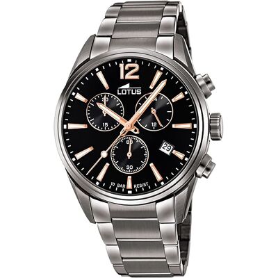 Lotus Miesten kello 18682/2 Chrono Musta/Teräs Ø42 mm Lotus Miesten kello 18682/2 Chrono Musta/Teräs Ø42 mm