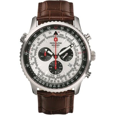 Swiss Alpine Military Miesten kello 7078.9532 Spirit Hopea/Nahka Ø45 Swiss Alpine Military Miesten kello 7078.9532 Spirit Hopea/Nahka Ø45