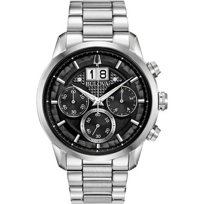 Bulova Miesten kello 96B319 Musta/Teräs Ø44 mm Bulova Miesten kello 96B319 Musta/Teräs Ø44 mm