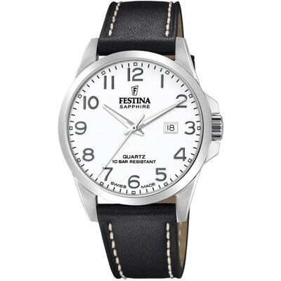 Festina Miesten kello F20025-1 Swiss Made Valkoinen/Nahka Ø41 mm Festina Miesten kello F20025-1 Swiss Made Valkoinen/Nahka Ø41 mm