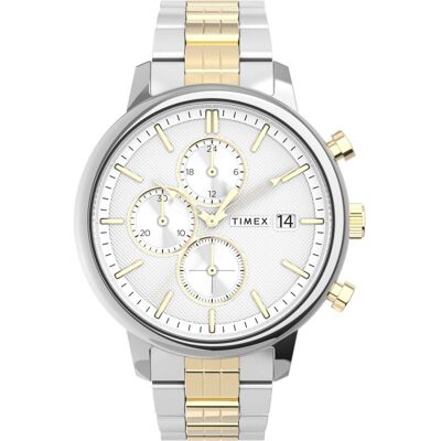 Timex Miesten kello TW2V01800 Chicago Valkoinen/Kullansävytetty Timex Miesten kello TW2V01800 Chicago Valkoinen/Kullansävytetty
