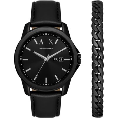 Armani Miesten kello AX7147SET Banks Musta/Nahka Ø44 mm Armani Miesten kello AX7147SET Banks Musta/Nahka Ø44 mm