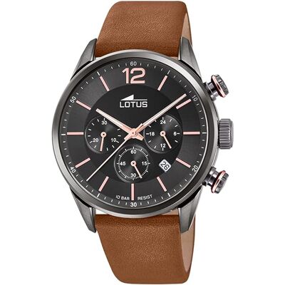 Lotus Miesten kello 18687/2 Chrono Musta/Nahka Ø44 mm Lotus Miesten kello 18687/2 Chrono Musta/Nahka Ø44 mm