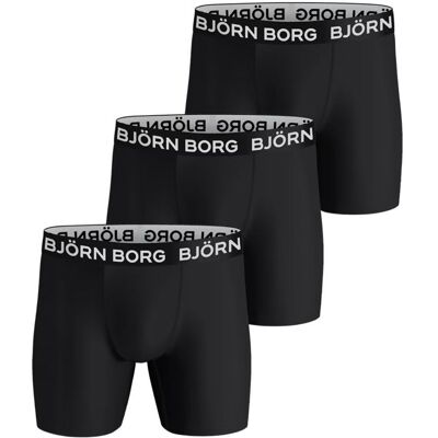 Björn Borg Performance Boxer 3-Pack Black, Miesten alushousut Björn Borg Performance Boxer 3-Pack Black, Miesten alushousut