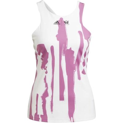 Adidas New York Y-Back Tanktop Women White/Semi Pulse Lilac Hvid,Lilla L Dame Adidas New York Y-Back Tanktop Women White/Semi Pulse Lilac Hvid,Lilla L Dame