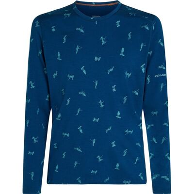 Icebreaker Men Merino 200 Oasis LS Crewe Snow Day AOP Atlantis/Topaz/Aop - XXL XXL Icebreaker Men Merino 200 Oasis LS Crewe Snow Day AOP Atlantis/Topaz/Aop - XXL XXL