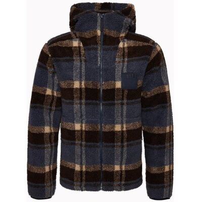 Varg M Funäs Pile Hood Earthy Blue Check - M M Varg M Funäs Pile Hood Earthy Blue Check - M M