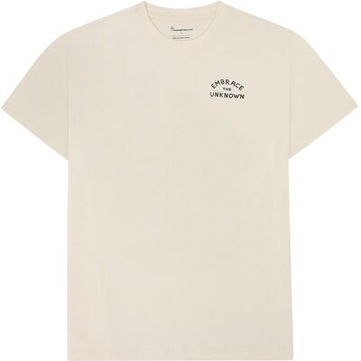 KnowledgeCotton Apparel Regenerative Organic Cotton Back Print T-Shirt Egret - M M KnowledgeCotton Apparel Regenerative Organic Cotton Back Print T-Shirt Egret - M M