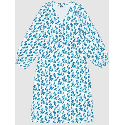R-Collection Linda-printtimekko, sininen Kukkaketo-printti - XL R-Collection Linda-printtimekko, sininen Kukkaketo-printti - XL