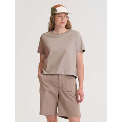R-Collection Naisten lyhyt T-paita, taupe - XL R-Collection Naisten lyhyt T-paita, taupe - XL