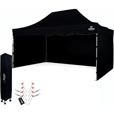 BRIMO - Gazebo 3x4,5m - Musta - 3 seinää - Gazebo BRIMO - Gazebo 3x4,5m - Musta - 3 seinää - Gazebo