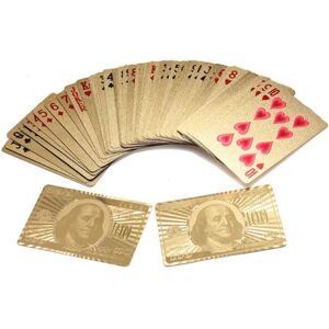 54kpl Creative Vedenpitävä 100 dollarin muoviset pokeripelikortit - kulta 54kpl Creative Vedenpitävä 100 dollarin muoviset pokeripelikortit - kulta